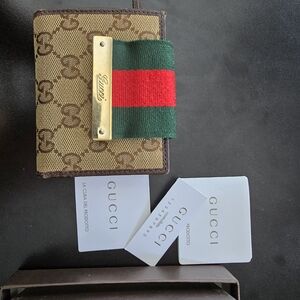 GUCCI Vintage Sherry GG Canvas Leather Wallet